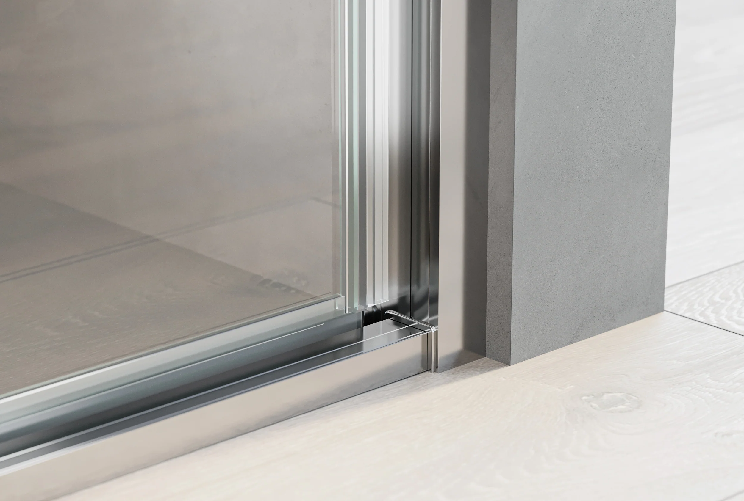 Niche-bruser med svingdør på fast panel NT606 FLEX - 6 mm nano klar glas - profilfarve kan vælges - Image 4