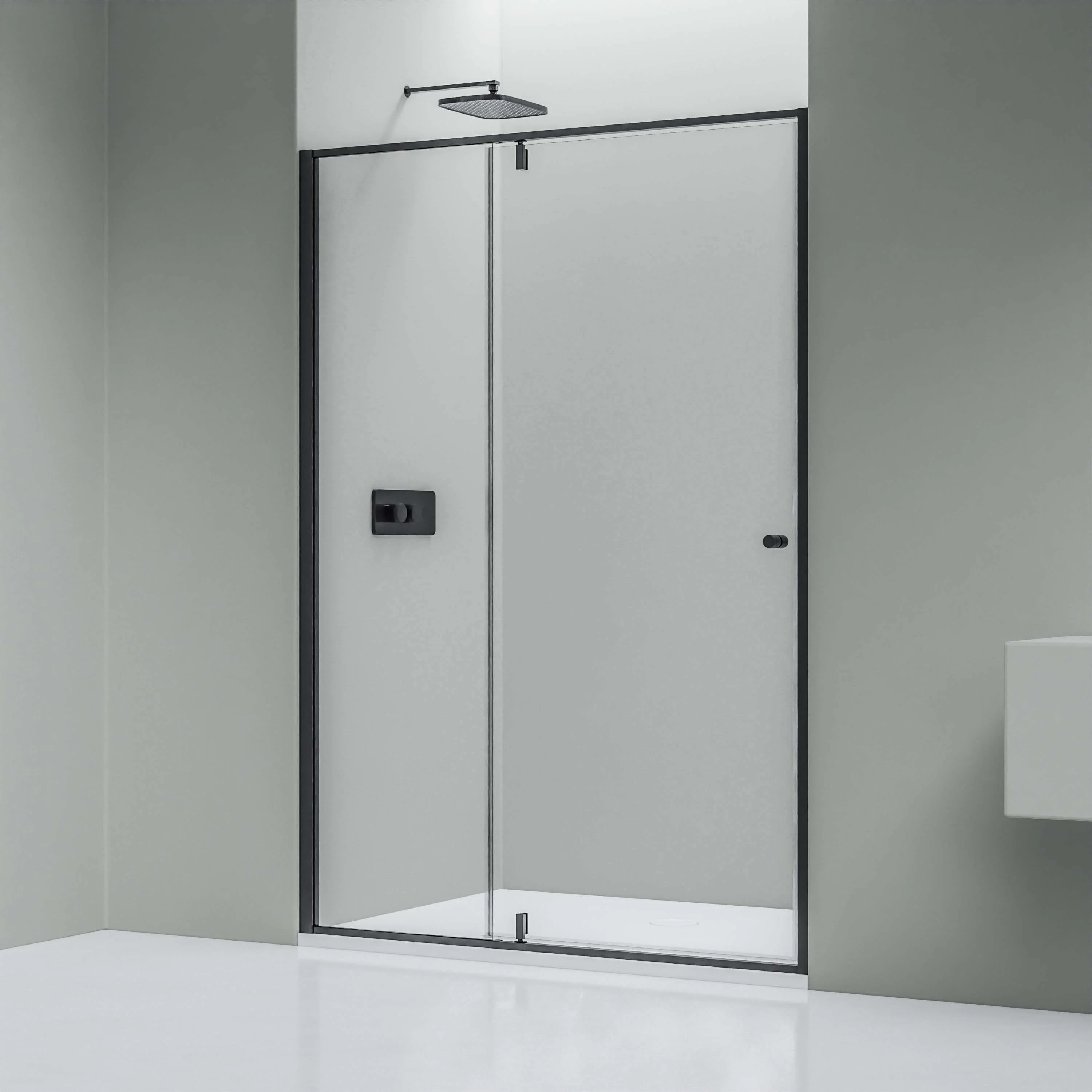Niche-bruser med svingdør på fast panel NT606 FLEX - 6 mm nano klar glas - profilfarve kan vælges - Image 8