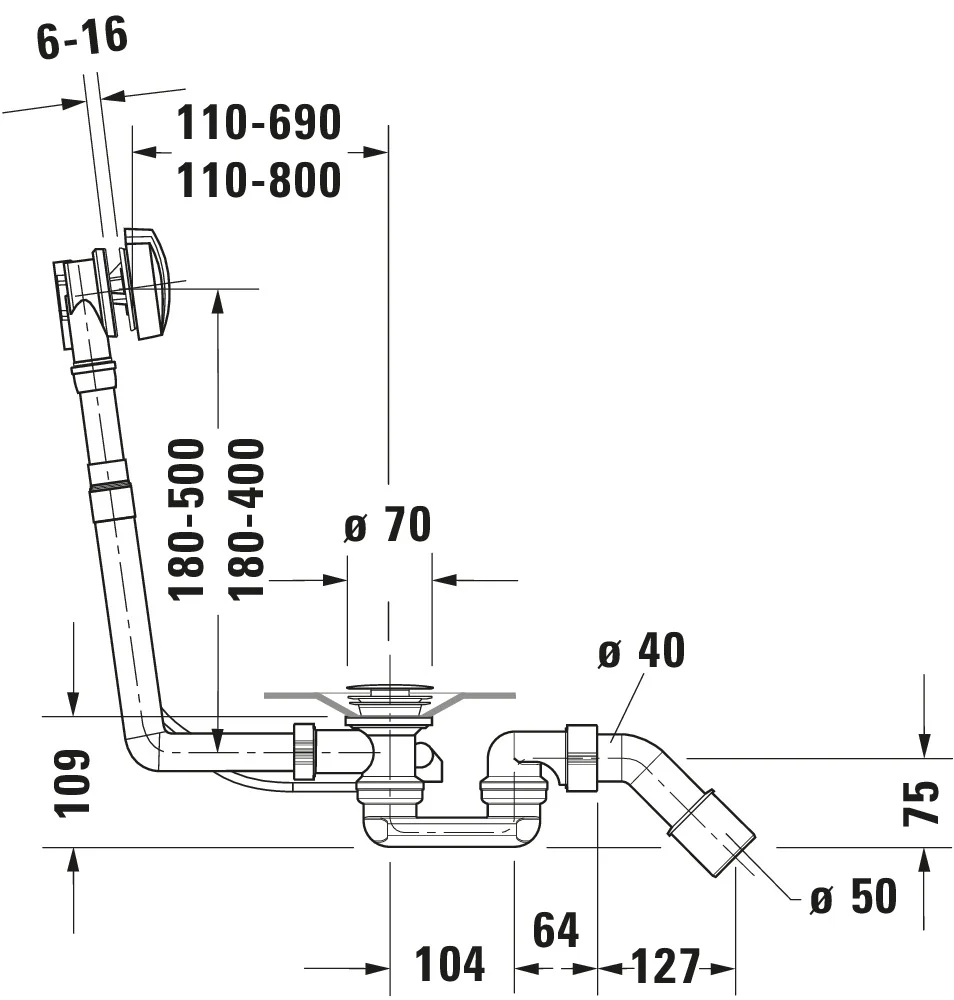 Duravit D-Code af- og overløbssæt - Image 3