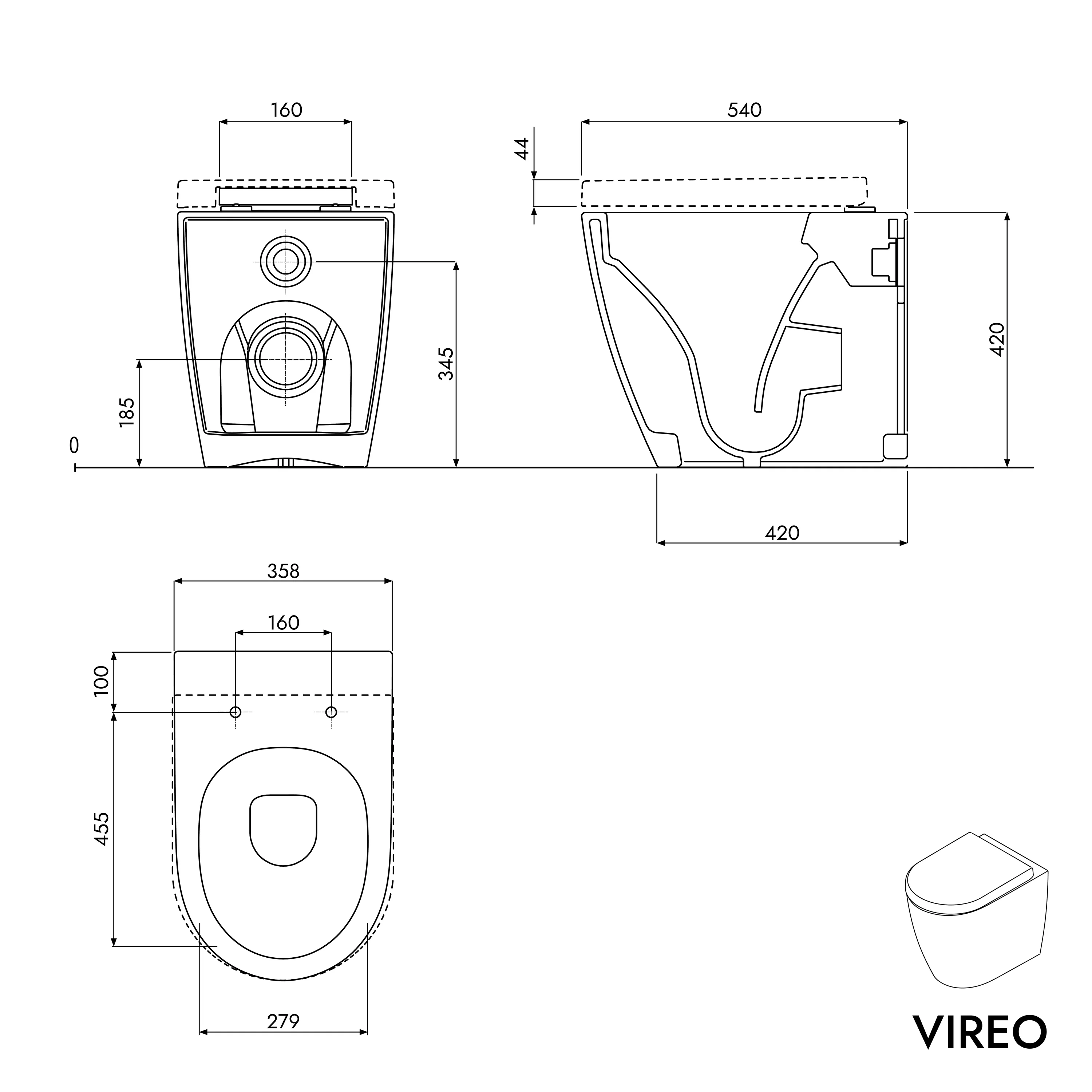 Fritstående toilet VIREO Hvid - Image 7