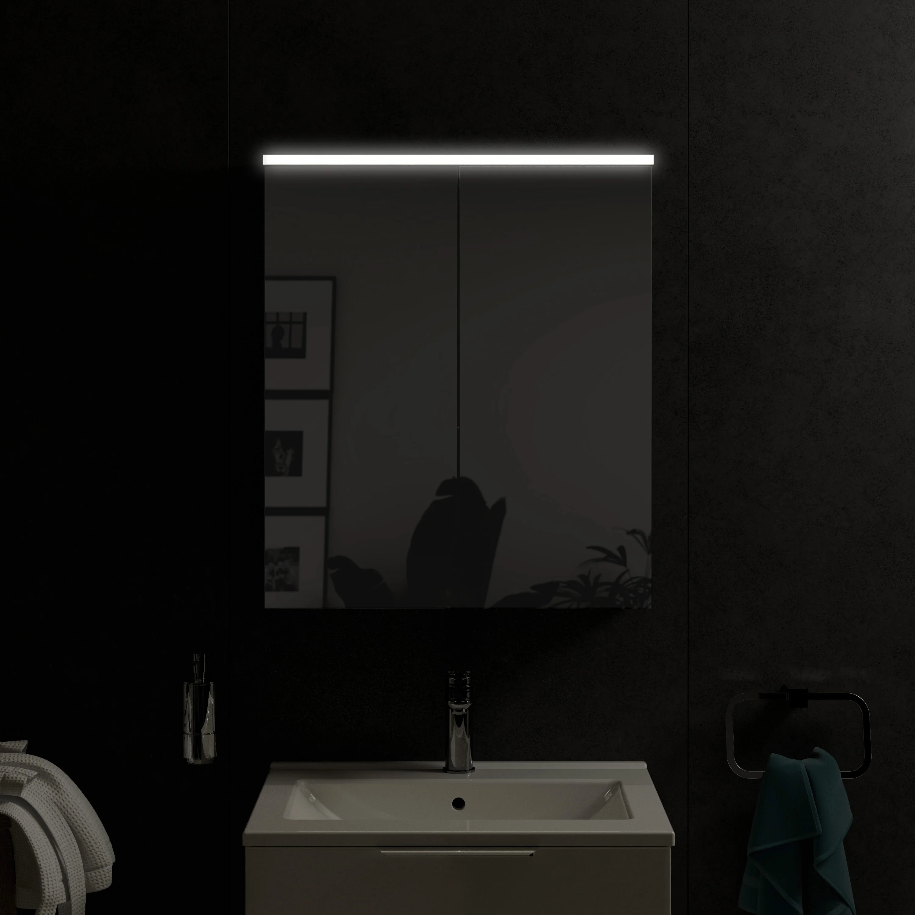 SOLO spejlskab med LED-belysning - 60 cm - 2 døre - Image 12