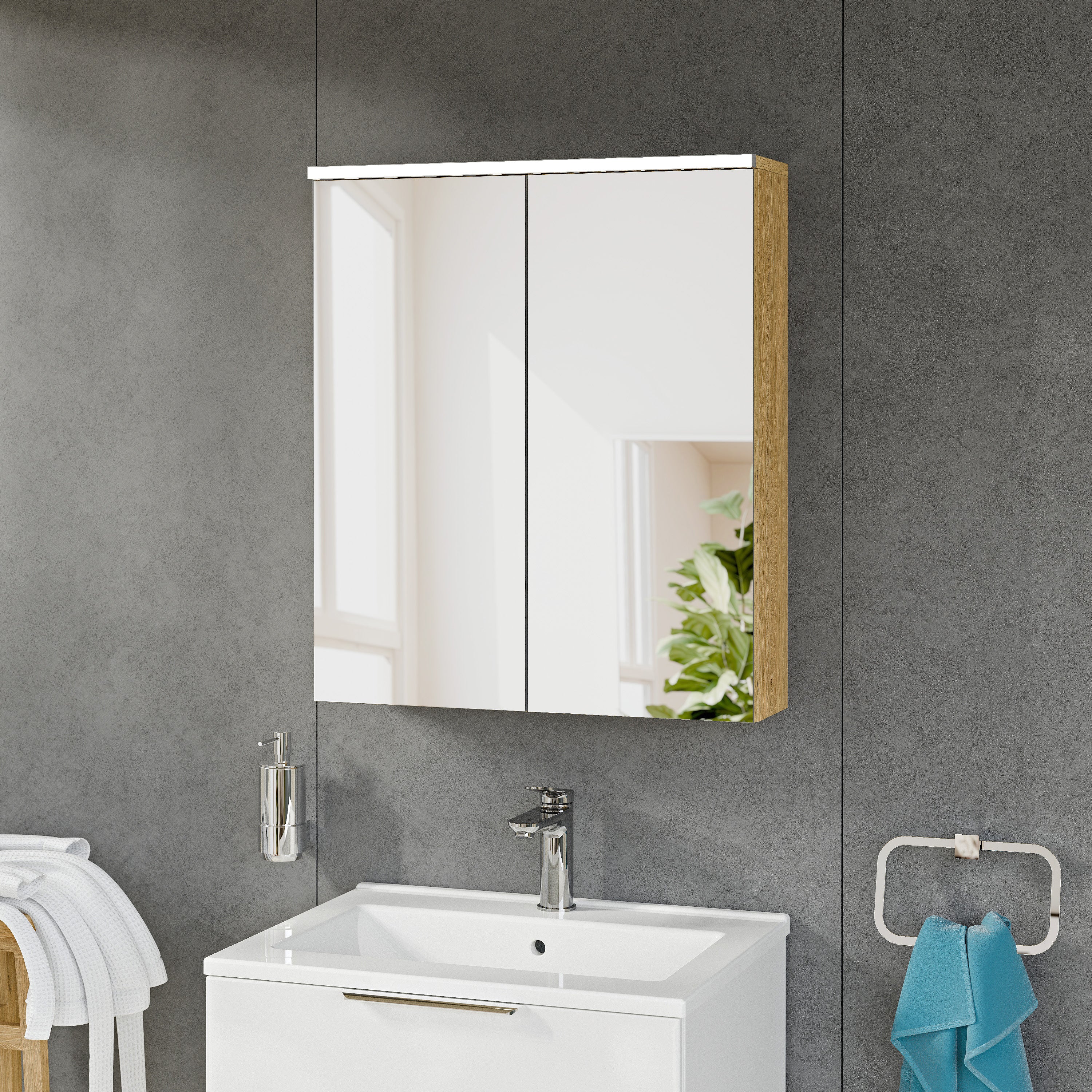 SOLO spejlskab med LED-belysning - 60 cm - 2 døre - Image 13