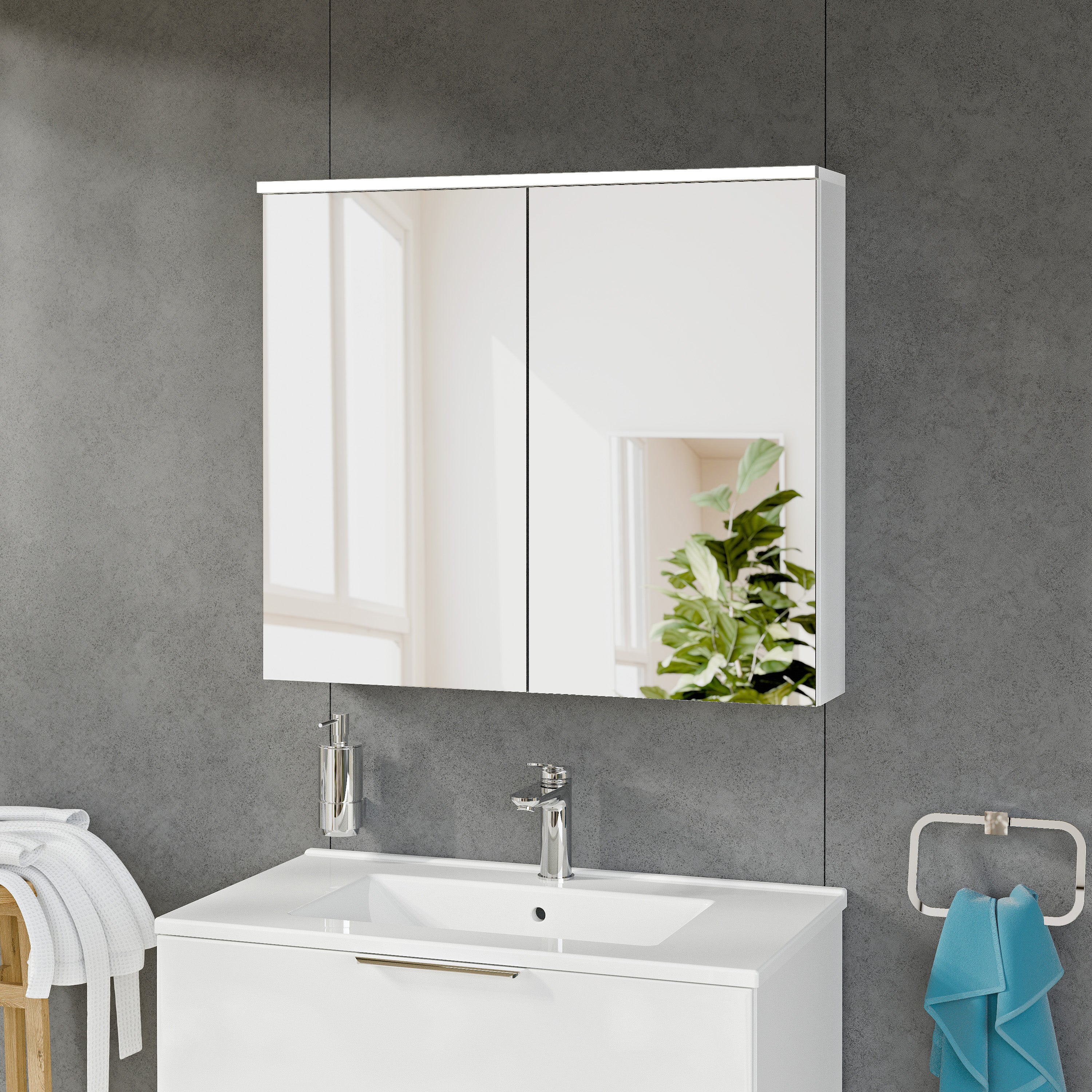 Spejlskab SOLO med LED-belysning - 80 cm