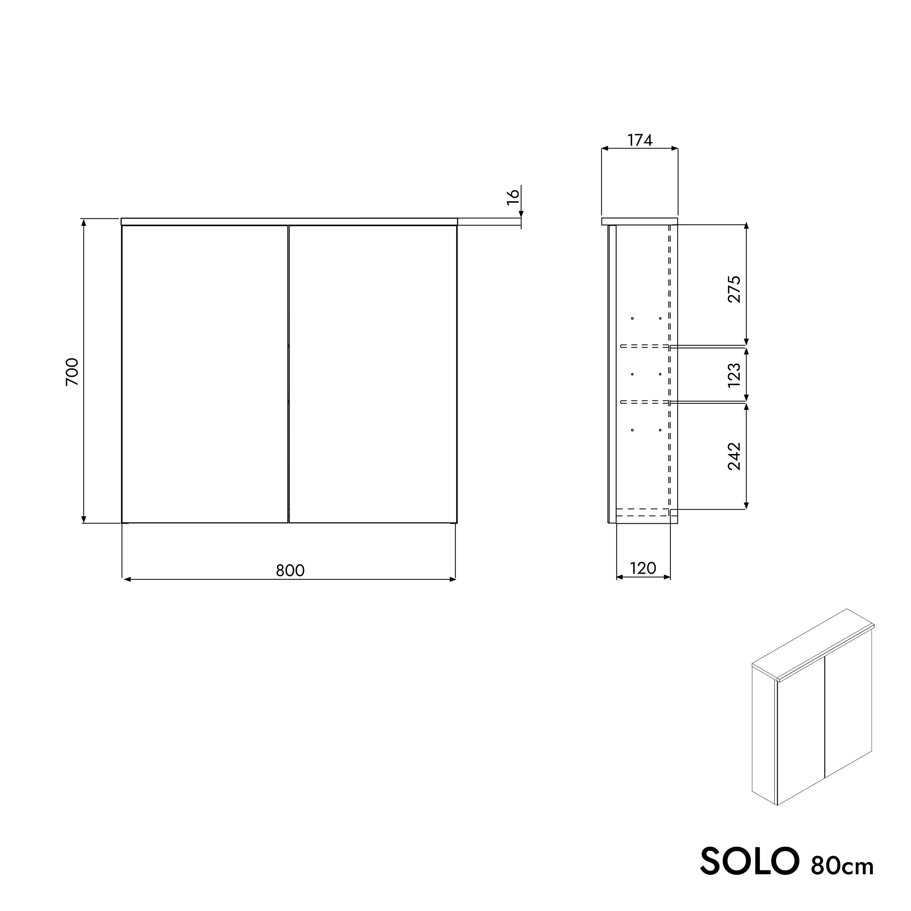 Spejlskab SOLO med LED-belysning - 80 cm - Image 16