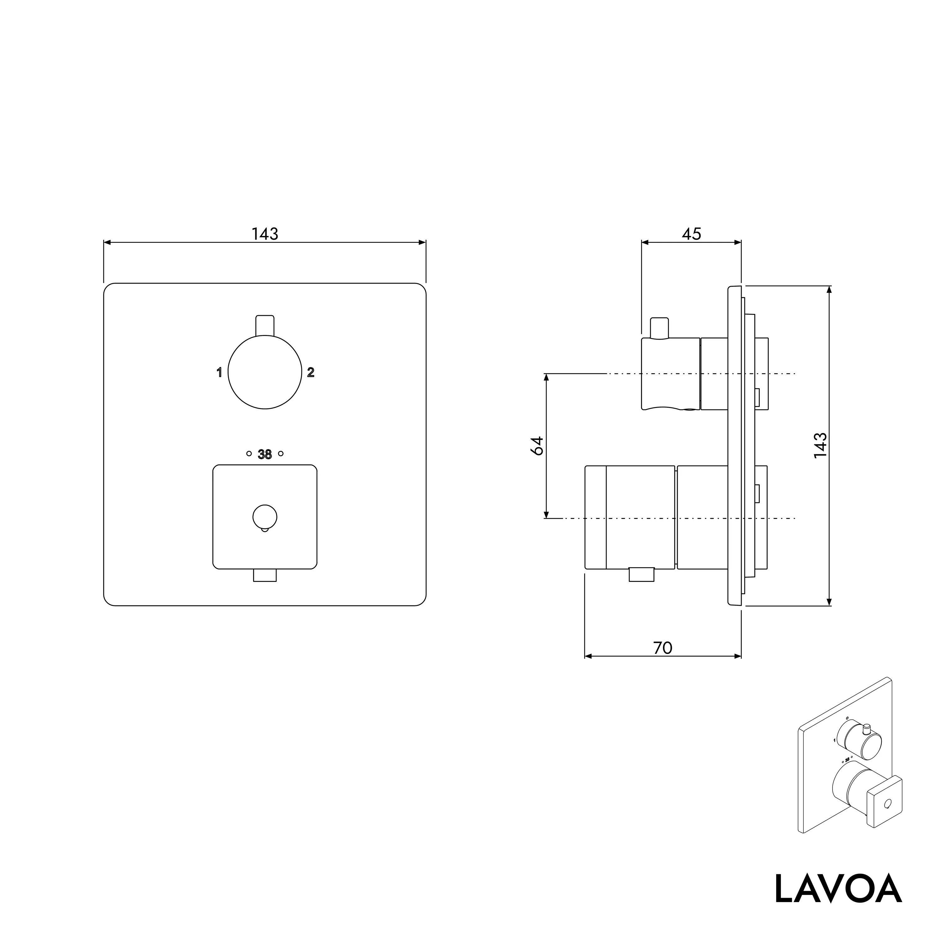 Indbygningstermostatarmatur LAVOA - Image 7