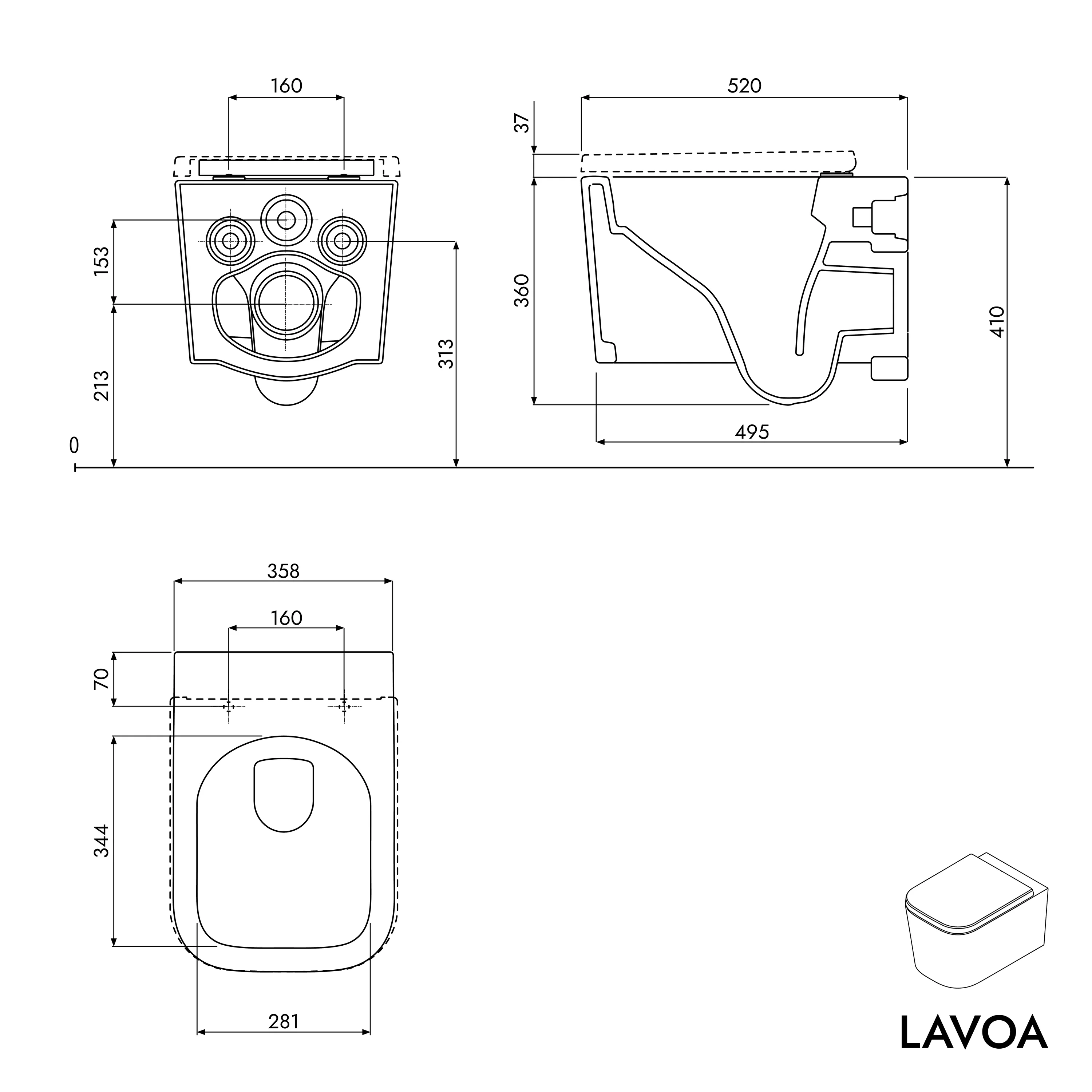 Væghængt toilet uden kant LAVOA - Image 13