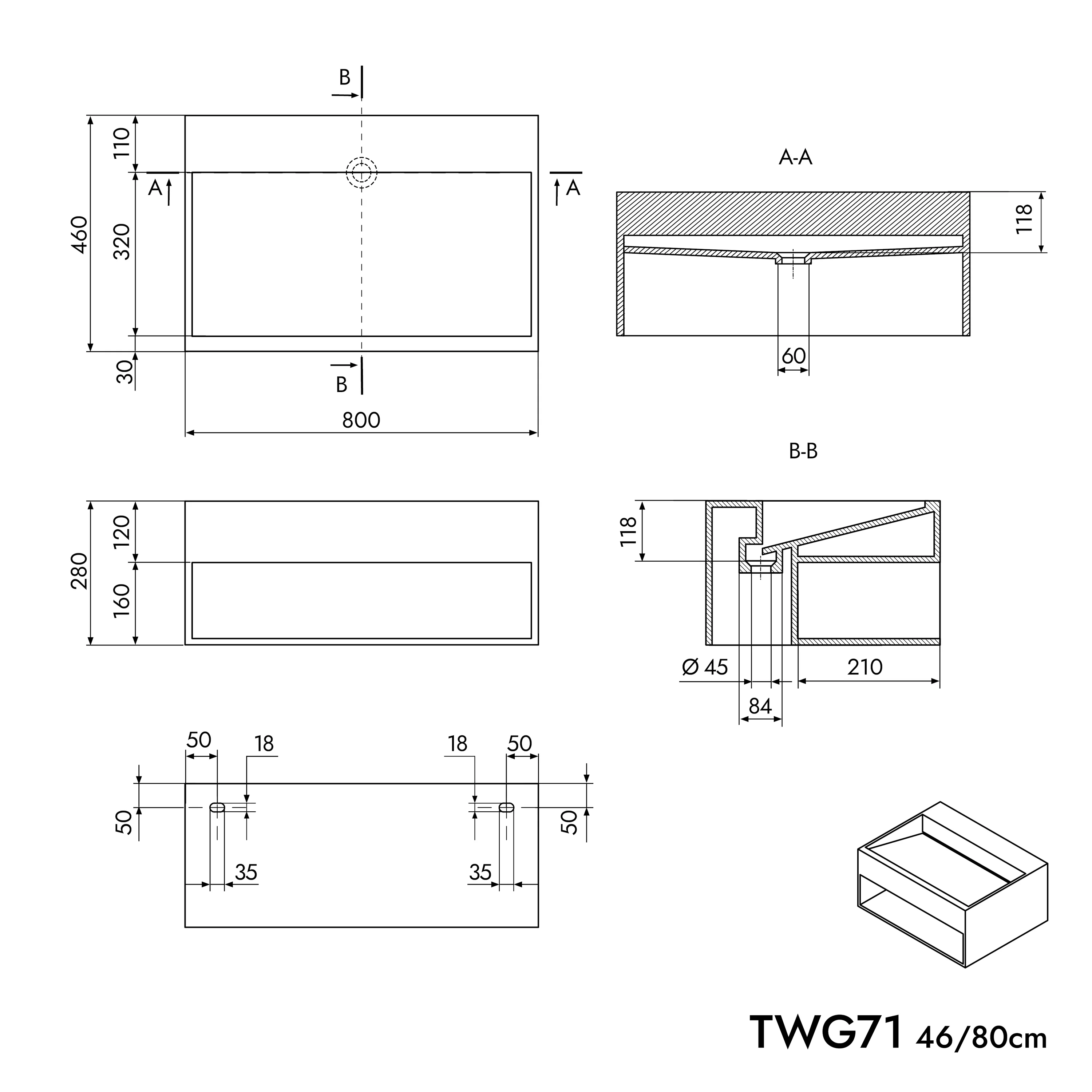 Væghængt håndvask TWG71 - Image 10