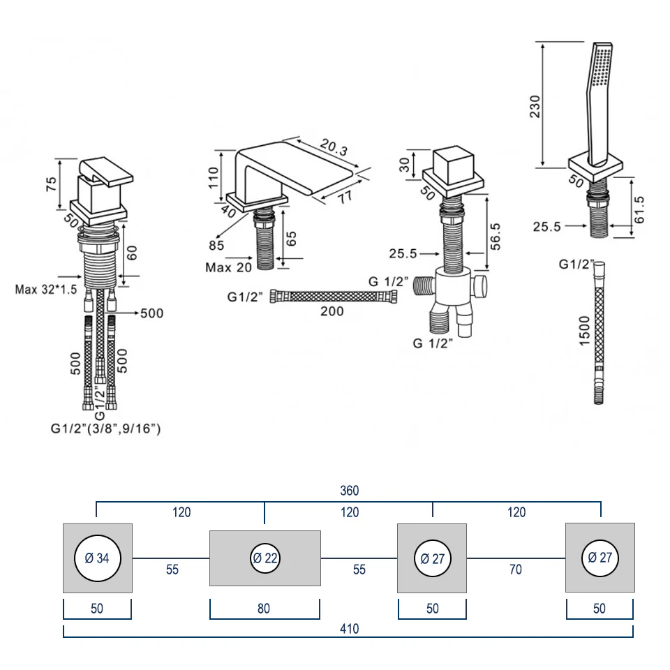Badekarsarmatur Flisearmatur 6080 - Image 6