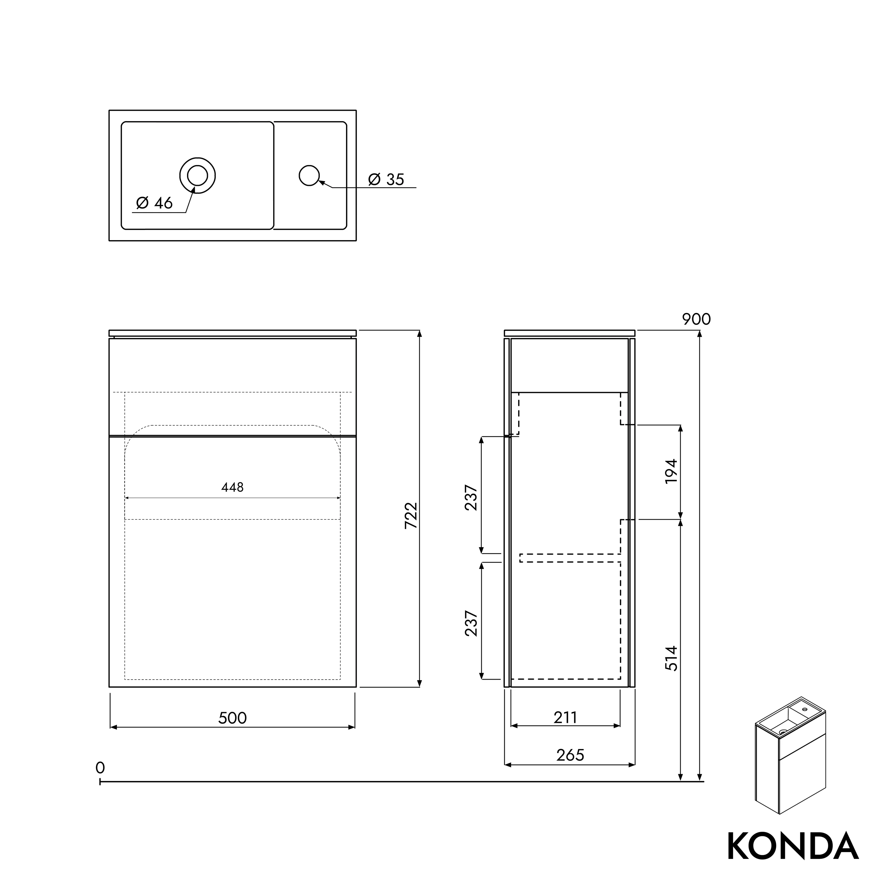 Vaskeskab KONDA 50 cm  - Image 49