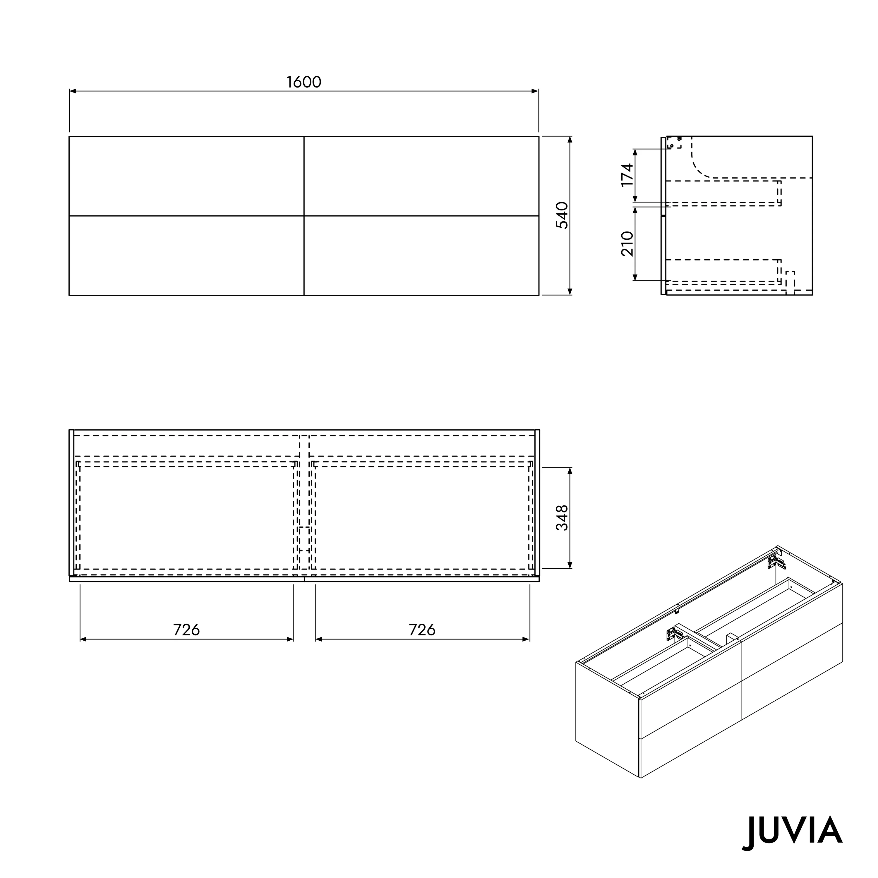 Vaskeskabsunderstel JUVIA Classic 2 - 100 cm til 160 cm - Image 47