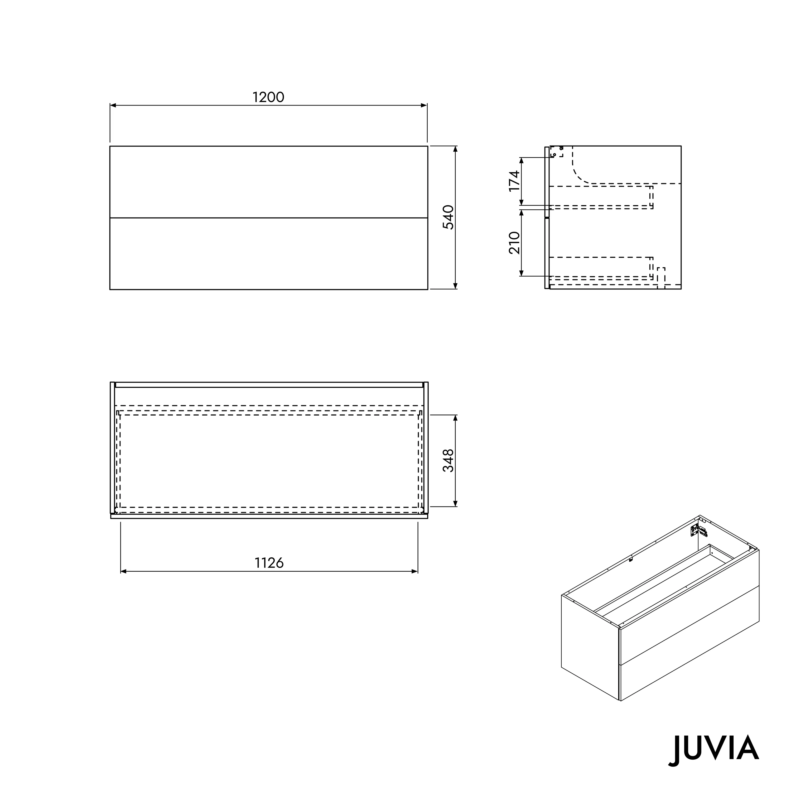 Vaskeskab JUVIA Classic 2 - 100 cm til 160 cm - Image 66